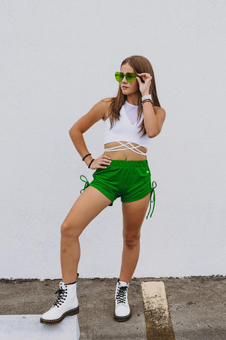 Youth Kelly Green Electric String Shorts - Werk Dancewear