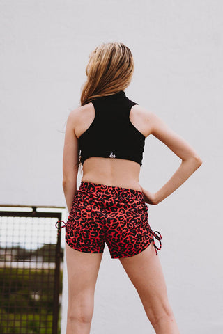 Youth Cheetah String Shorts in Red - Werk Dancewear